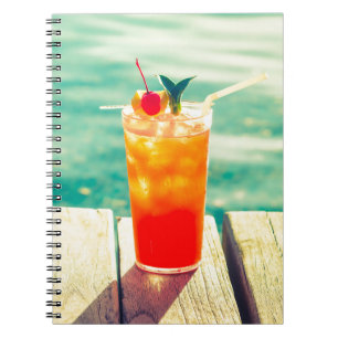 Carnet Bar de piscine à coucher de soleil rétro