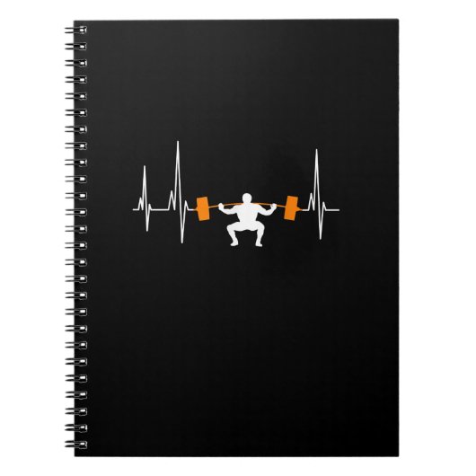 Carnet Barbell Weightlifting Heartbeat Bodybuilding (Devant)