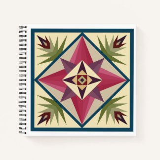 Carnet Barn Quilt Block Notebook in Pinks and Purples