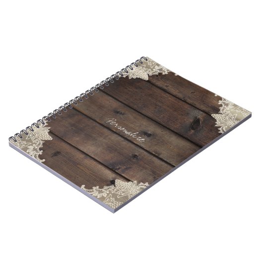 Carnet Barne rustique Bois & dentelle Romantique Elégante (Côté gauche)