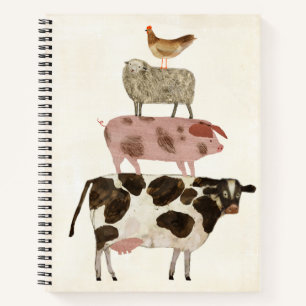Carnet Barnyard Buds - Vache, cochon, mouton et hen