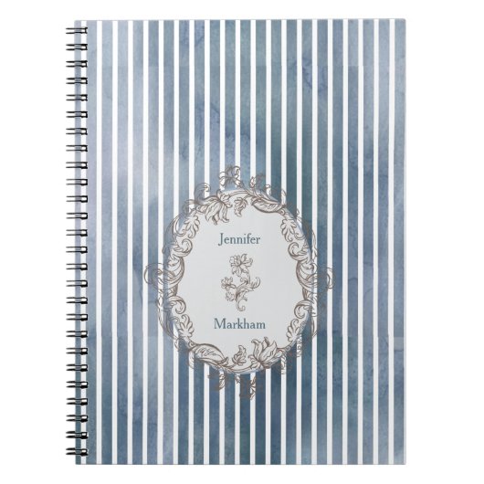 Carnet Baroque Bleu Gris Aquarelle (Devant)