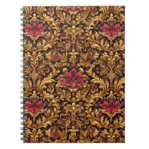 Carnet Baroque Floral Royal avec Ornement Doré
