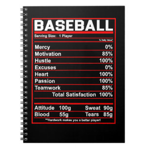 Carnet Baseball Baseball Nutrition Facts Entraîneur Ou Jo