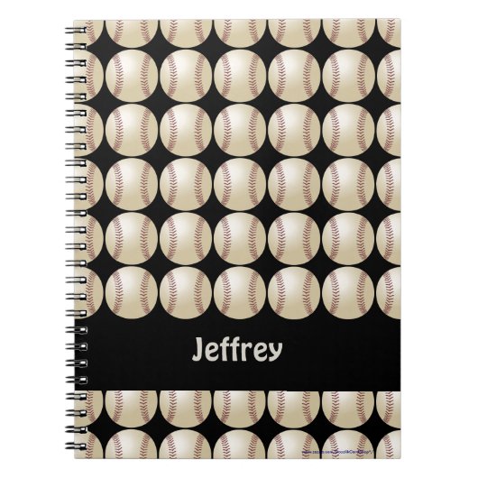 Carnet Baseball Black Nom personnalisé Spiral (Devant)