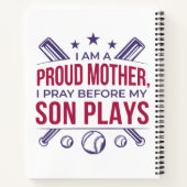 Carnet Baseball Fier Mère Je Prie Avant Que Mon Fils Ne J (Dos)