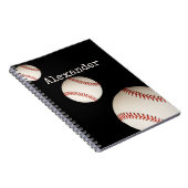 Carnet Baseball noir sport nom monogrammé (Côté Droit)