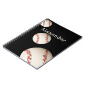 Carnet Baseball noir sport nom monogrammé (Côté gauche)