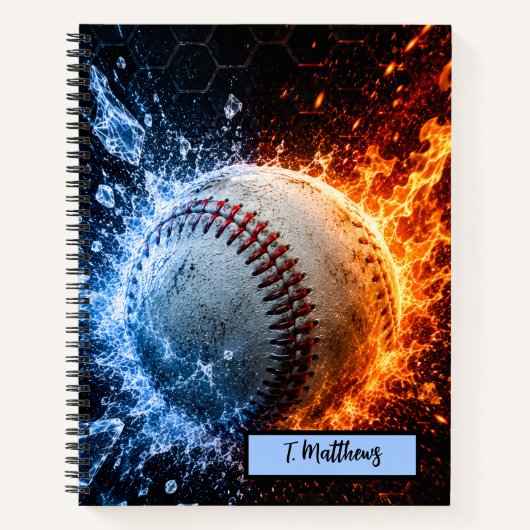 Carnet Baseball Nom Personnalisé Moderne (Devant)