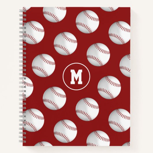 Carnet baseballs motif monogrammé (Devant)