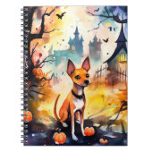 Carnet Basenji D'Halloween Avec Peur Citrouille (Devant)