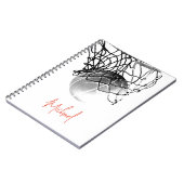 Carnet Basket-ball noir et blanc & Net Votre nom (Côté gauche)