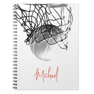 Carnet Basket-ball noir et blanc & Net Votre nom