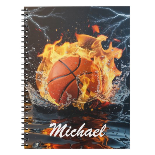 Carnet Basket-ball personnalisé sur le feu et l'eau (Devant)