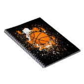 Carnet Basketball Grunge Paint Splatz Orange Black Cool (Côté Droit)