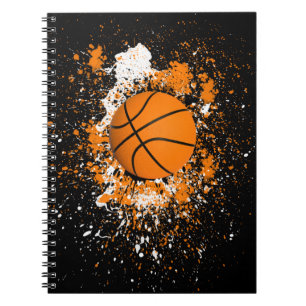 Carnet Basketball Grunge Tache de peinture Orange Noir Co