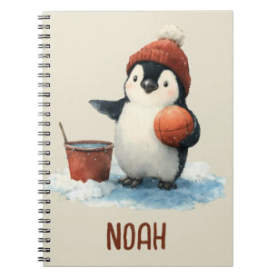 Carnet Basketteur Pingouin d'Hiver Personnalisé Enfant