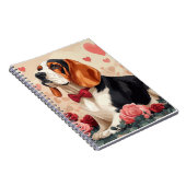 Carnet Basset Hound avec des Roses - Saint-Valentin (Côté Droit)