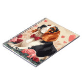 Carnet Basset Hound avec des Roses - Saint-Valentin (Côté gauche)