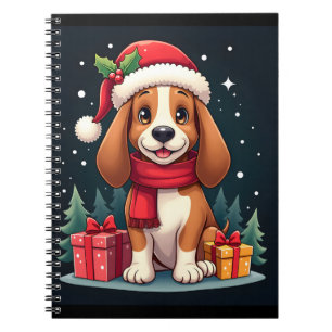 Carnet Basset Hound Chien vêtements de Noël Santa Hat Chi