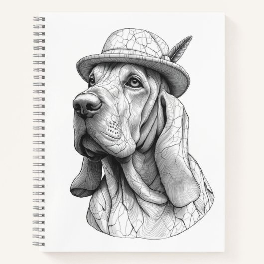Carnet Basset Hound Marble Statue Antique Style Notebook (Devant)