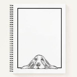 Carnet basset hound noir blanc yeux de chiot simple