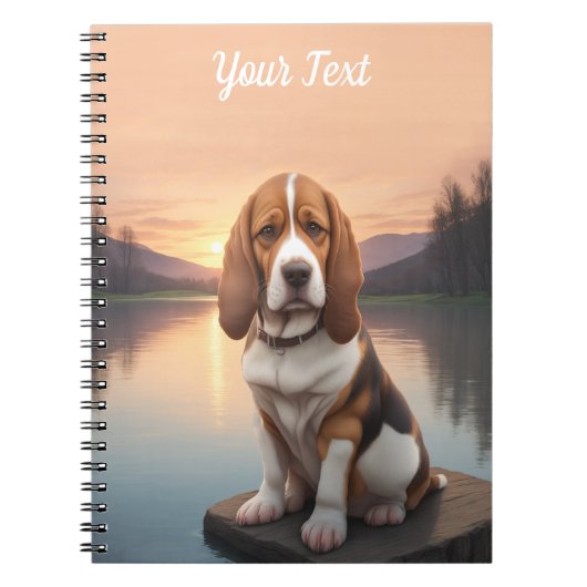 Carnet Basset Hound par le lac (Devant)