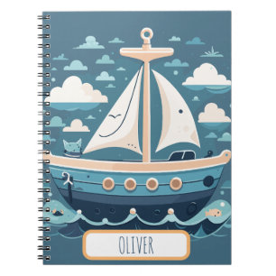 Carnet Bateau à voile bleu mignon