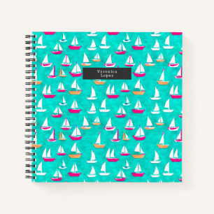 Carnet Bateaux à voile Motif Rose & Aqua