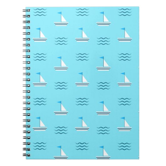 Carnet Bateaux À Voile Sur Le Motif De La Mer Bleue (Devant)