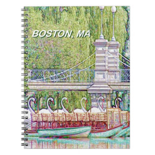 Carnet Bateaux cygnes de Boston en crayon et encre