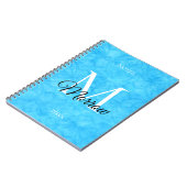 Carnet Batik bleu Nom et année Monogramme (Côté gauche)