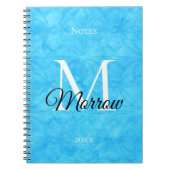 Carnet Batik bleu Nom et année Monogramme (Devant)