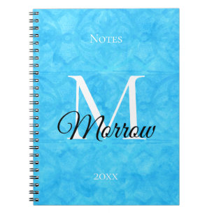 Carnet Batik bleu Nom et année Monogramme