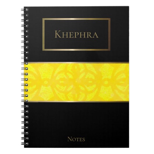 Carnet Batik jaune vif Nom simple (Devant)