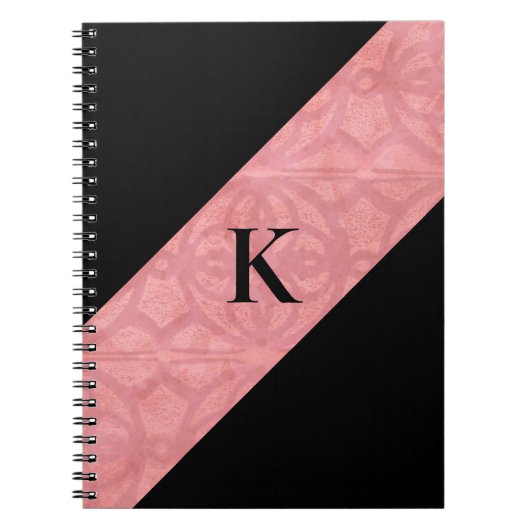 Carnet Batik rose ruddy et monogramme noir (Devant)