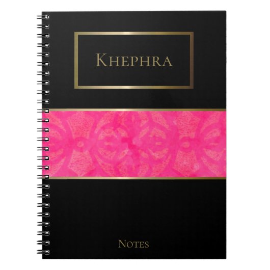 Carnet Batik rose vif Nom simple (Devant)