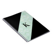 Carnet Batik vert de menthe douce et Monogramme noir (Côté Droit)