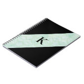 Carnet Batik vert de menthe douce et Monogramme noir (Côté gauche)