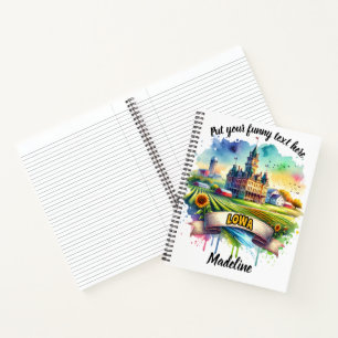 Carnet Bâtiment historique de l'Iowa dans des champs colo