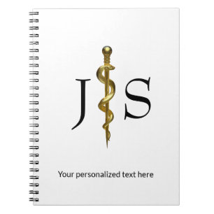 Carnet Bâton de l'Asclepius Médical Classieux en Or sur F