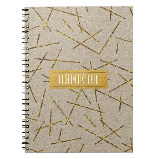 Carnet Bâtonnets de confettis dorés Kraft Moderne Chic Gl (Devant)