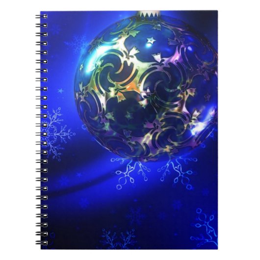 Carnet Bauble de Noël bleu électrique, personnaliser i (Devant)
