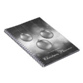 Carnet Baubles de Noël gris argenté avec texte personnali (Côté Droit)