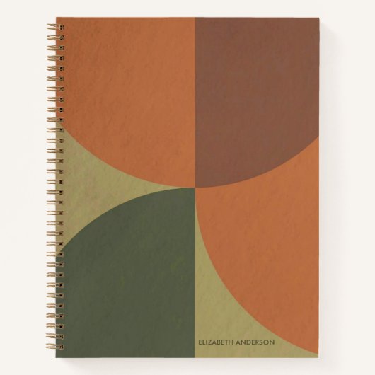 Carnet Bauhaus Terracotta Vert Abstrait Personnalisé (Devant)