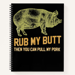 Carnet BBQ BBQ Grill Pig Funny Pork Id Fumée qui rôti