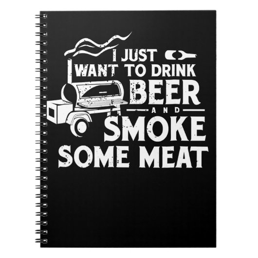 Carnet BBQ Fumer Pitmaster Cadeau Boire Bière Fumer Viand (Devant)