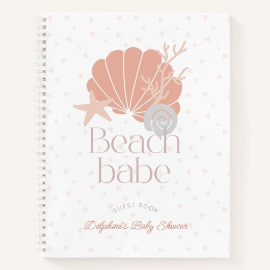 Carnet Beach Babe Seashell Pink Baby Shower Guest Book (Devant)