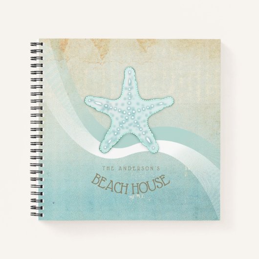 Carnet Beach House Nautical Starfish Aqua Blue ID623 (Devant)