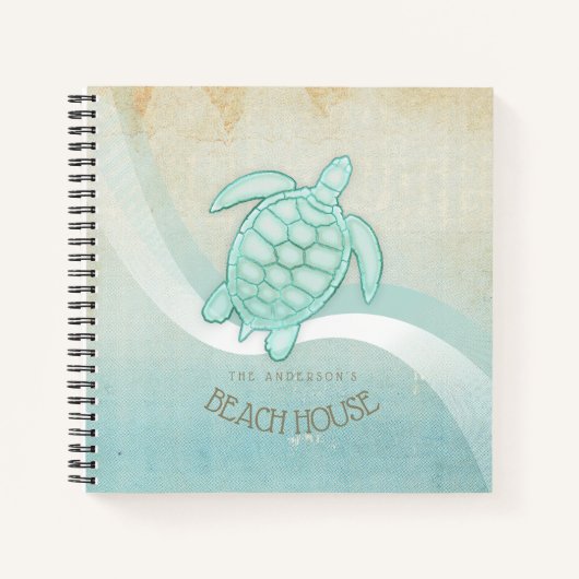 Carnet Beach House Tortue nautique Aqua Blue ID623 (Devant)